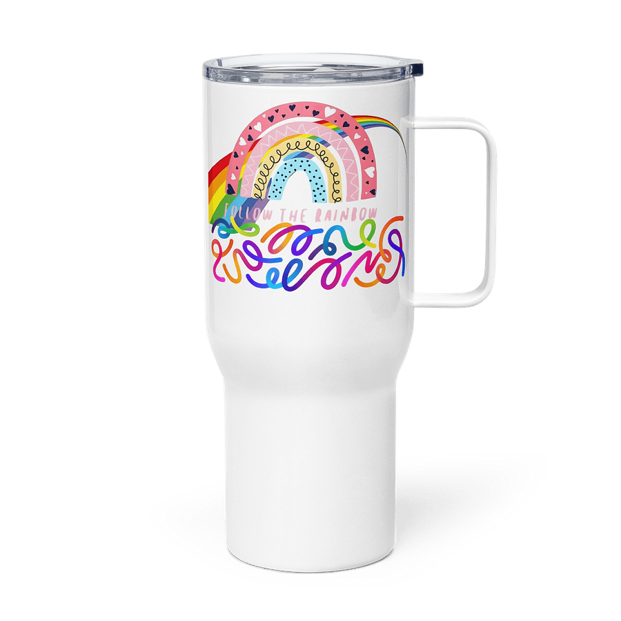 Travel Mug with a Handle Rainbow Graphic product image (3)