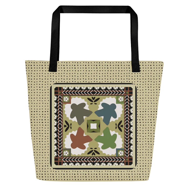 Ukrainian Pattern Meeple Patchwork Shoulder Tote Bag for Board Gamer, 16 x 20 with pocket product image (2)