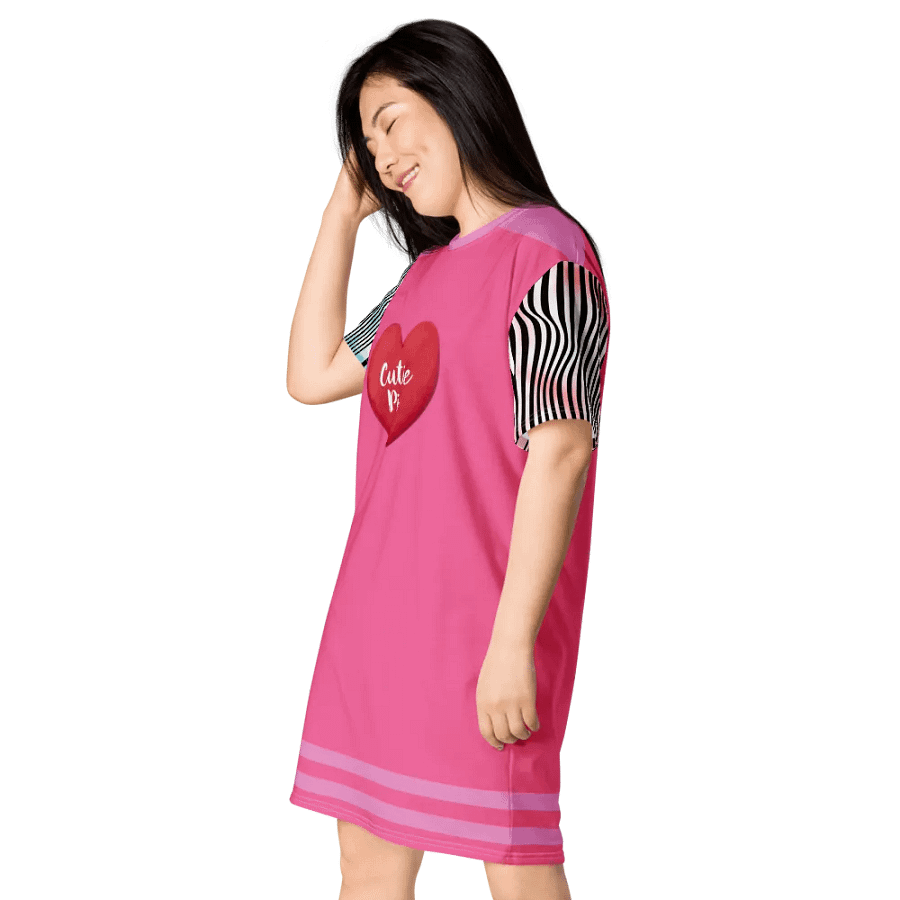 "Cutie Pie" Pink Stripe T-Shirt Dress product image (6)