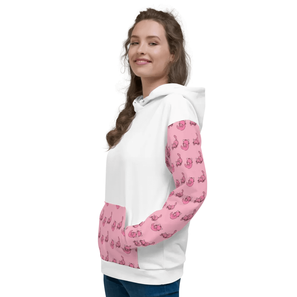 White and Pink Cat Paradise Hoodie product image (2)