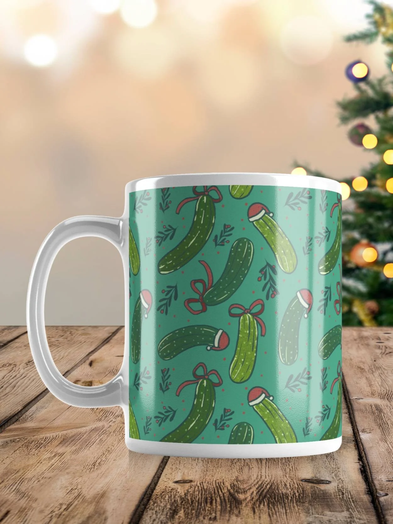 Funny Christmas Pickles Mug, Dark Green product image (1)