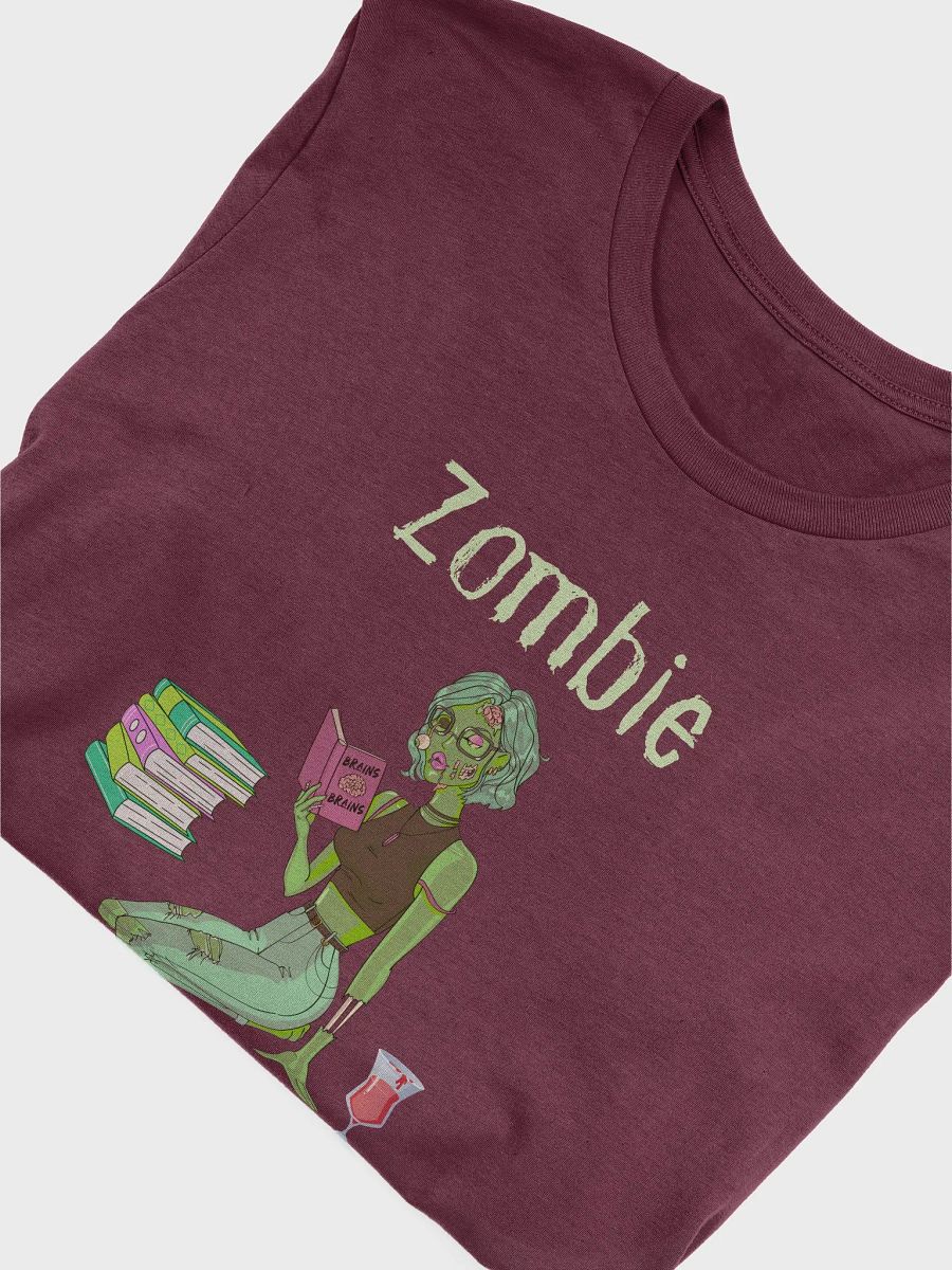 Zombie Book Lover Maroon T-shirt product image (5)