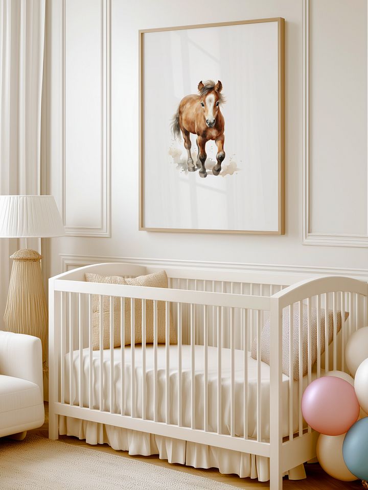 Watercolor Trotting Horse Nursery Decor Print product image (1)