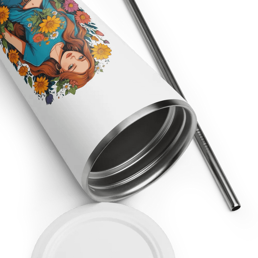 Bloomcore Flower Girl 20 oz Tumbler Cup - White - Insulated Tumbler with a Straw - v1 product image (9)