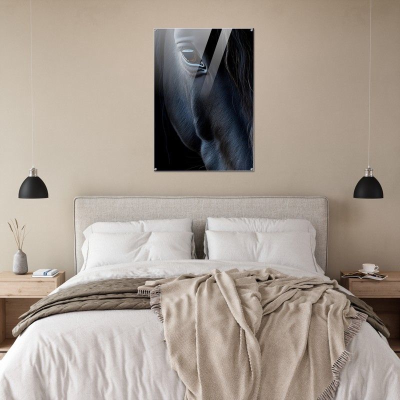 BLACK HORSE FACE GLOSSY ACRYLIC PRINT product image (5)