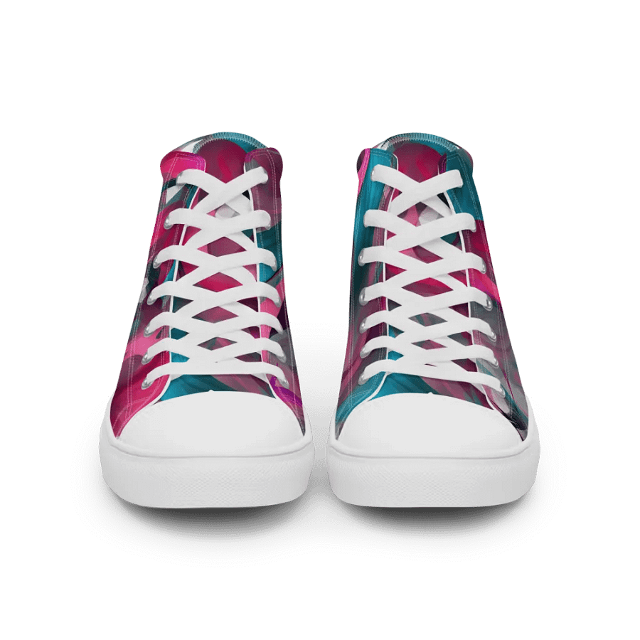 Womans Custom High Tops _ Calceonova Streetwear _ Abstract Graffiti Pink Turquoise product image (4)