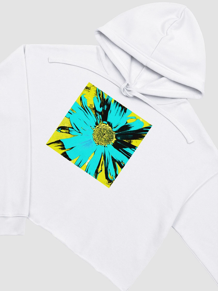Abstract Yellow, Turquoise and Black Daisy Flower Women's Cropped Fleece product image (2)