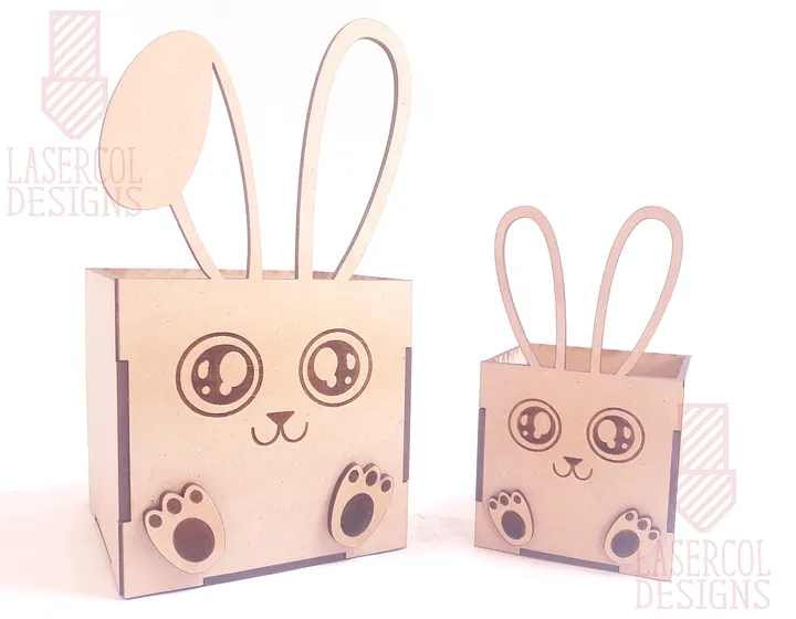 Easter Bunny Basket (Two Sizes, Two ear Styles) - Laser Cut Files product image (2)