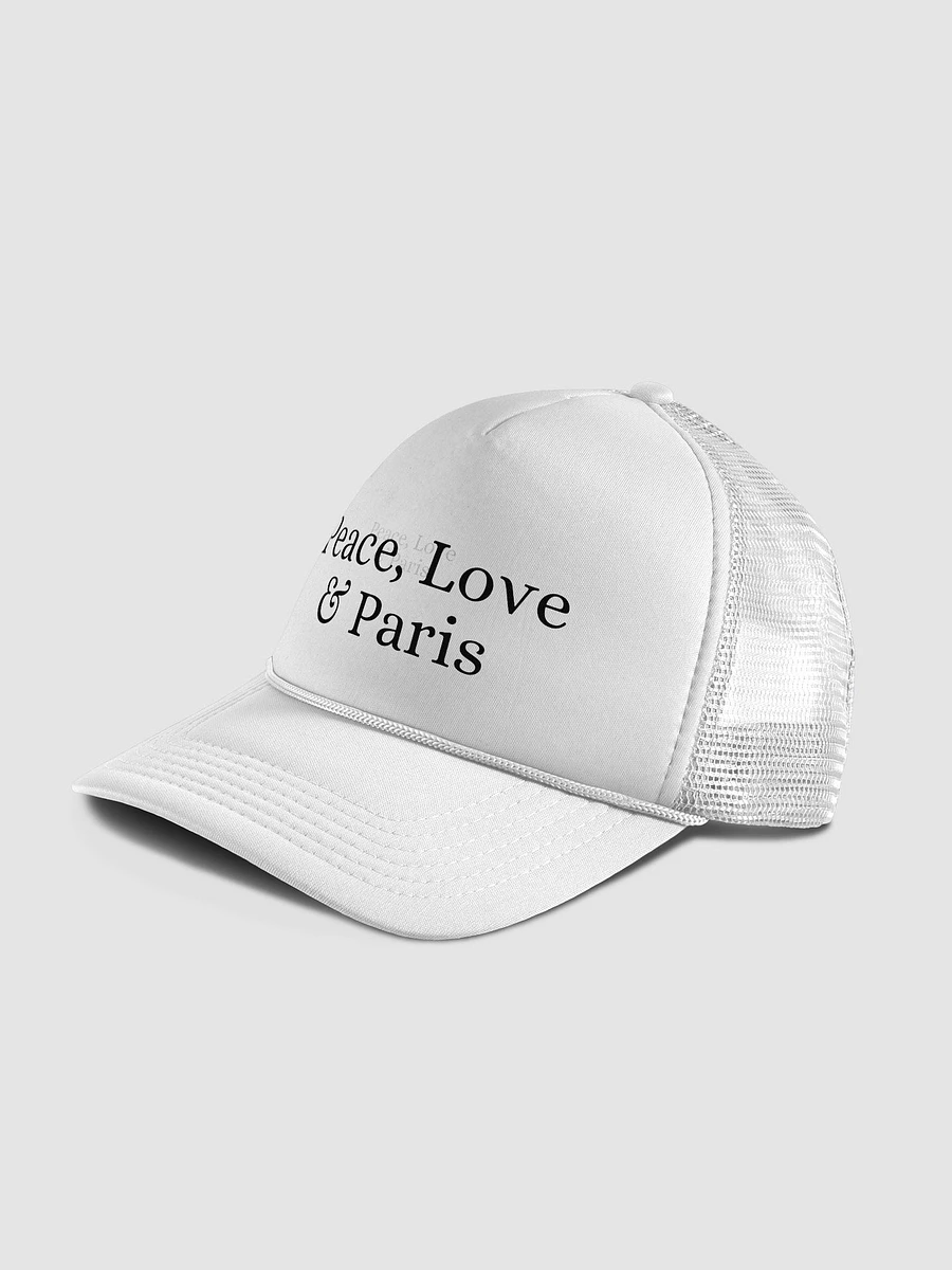 Peace, Love and Paris Trucker Cap | Black Ink on White Cap product image (5)