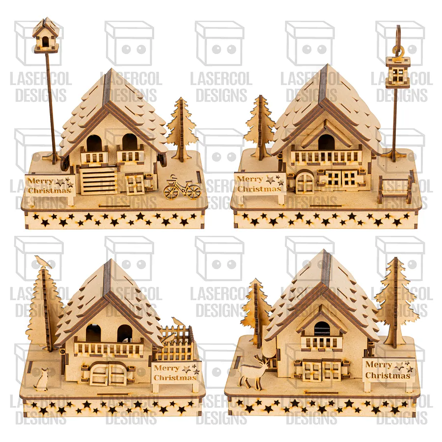 Christmas Houses (4 Styles) - Laser Cut Files product image (3)