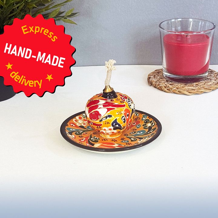 Ceramic aroma oil lamp — handmade pottery, handmade ceramic, home decor, handmade gift, Turkish ceramic product image (1)