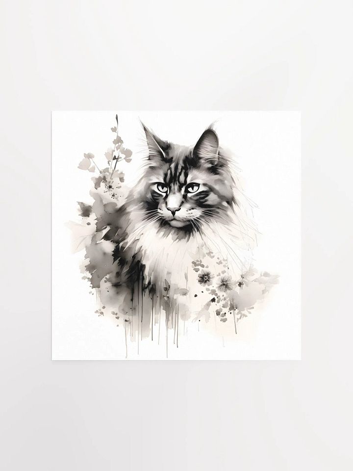 Maine Coon Cat Ink Artistic Floral Print product image (1)