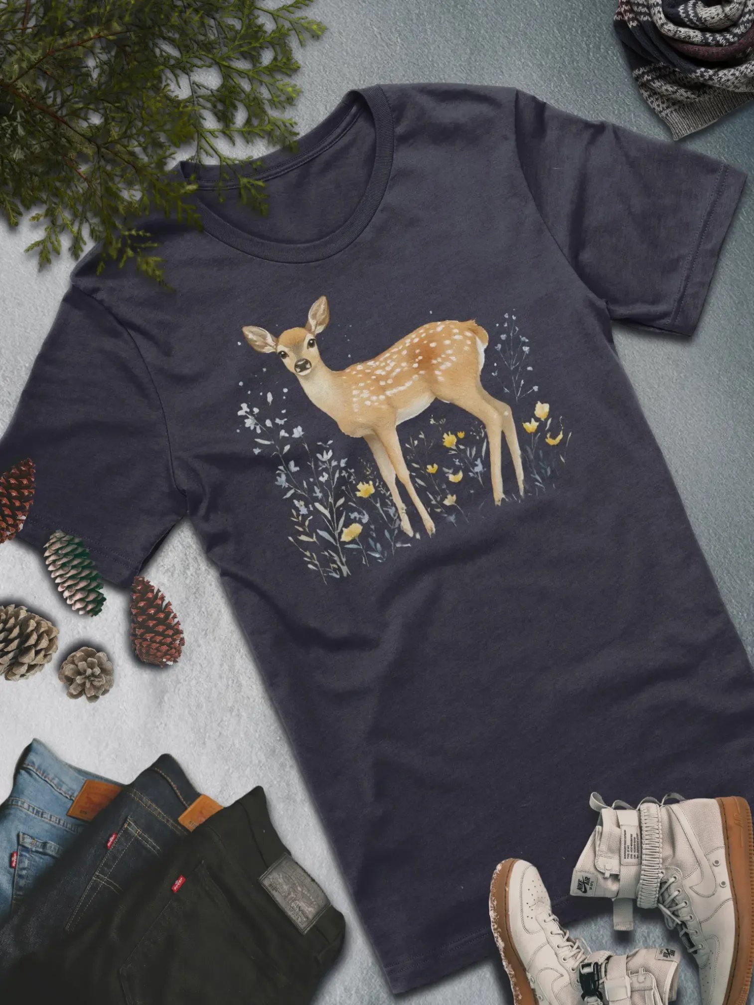 Floral Fawn T-Shirt – Elegant Nature-Inspired Style product image (3)