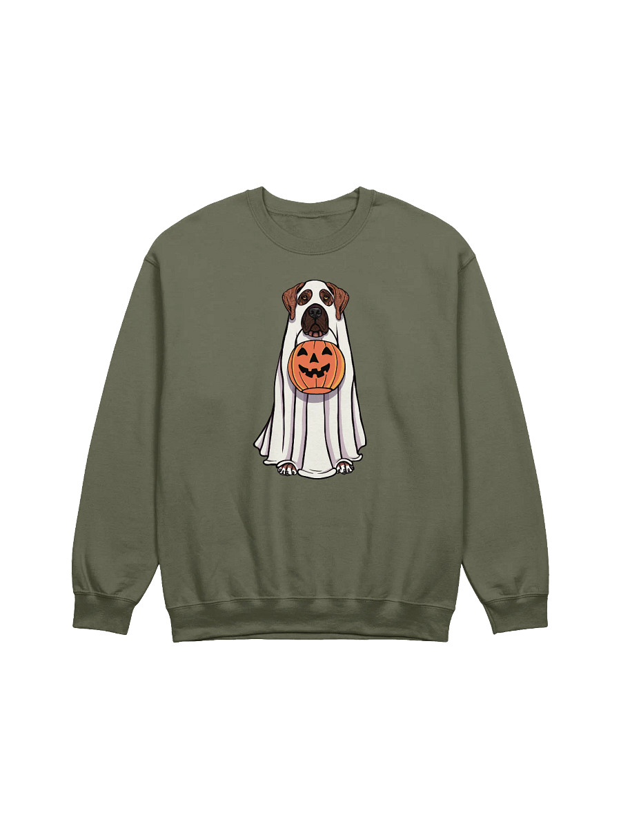 Funny Halloween Great Dane(Brindle) Sweatshirt | Funny Great Dane Wearing a Ghost Costume and Holding a Pumpkin Basket product image (17)