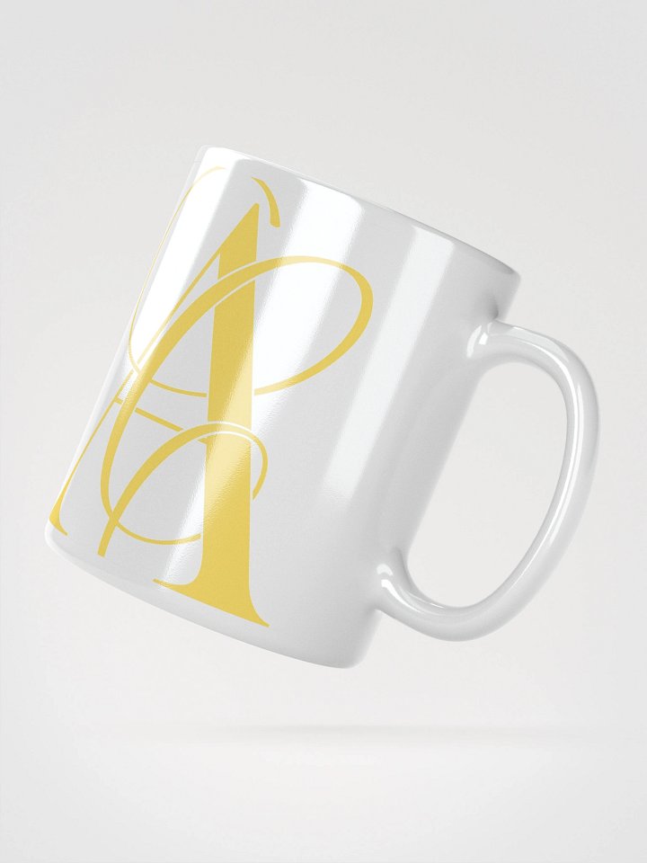Elegant A Calligraphy White Glossy Mug (Yellow) product image (2)