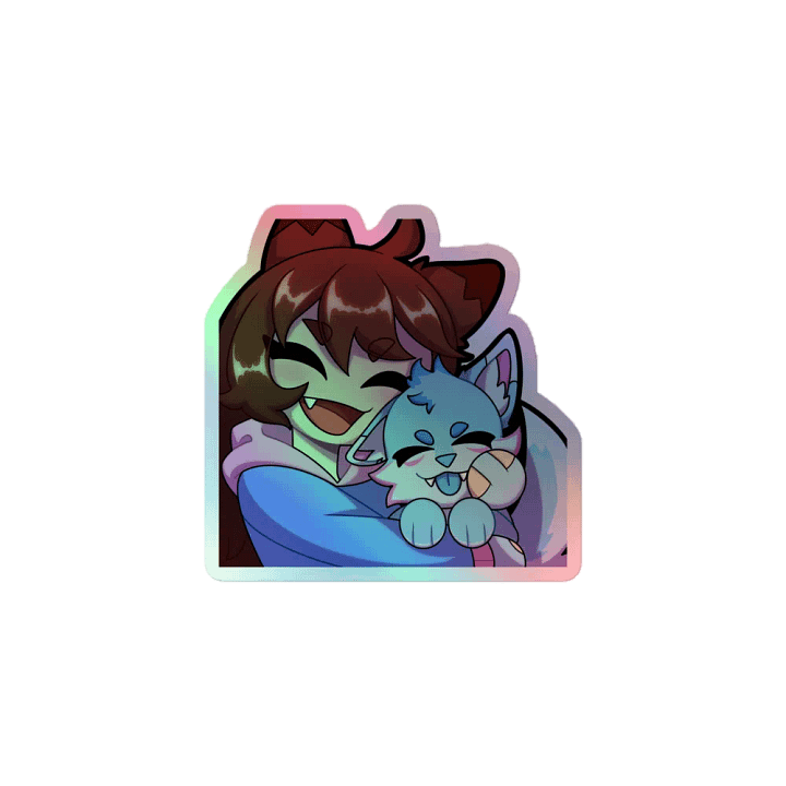 Wolfy Snuggles Holo Sticker product image (1)