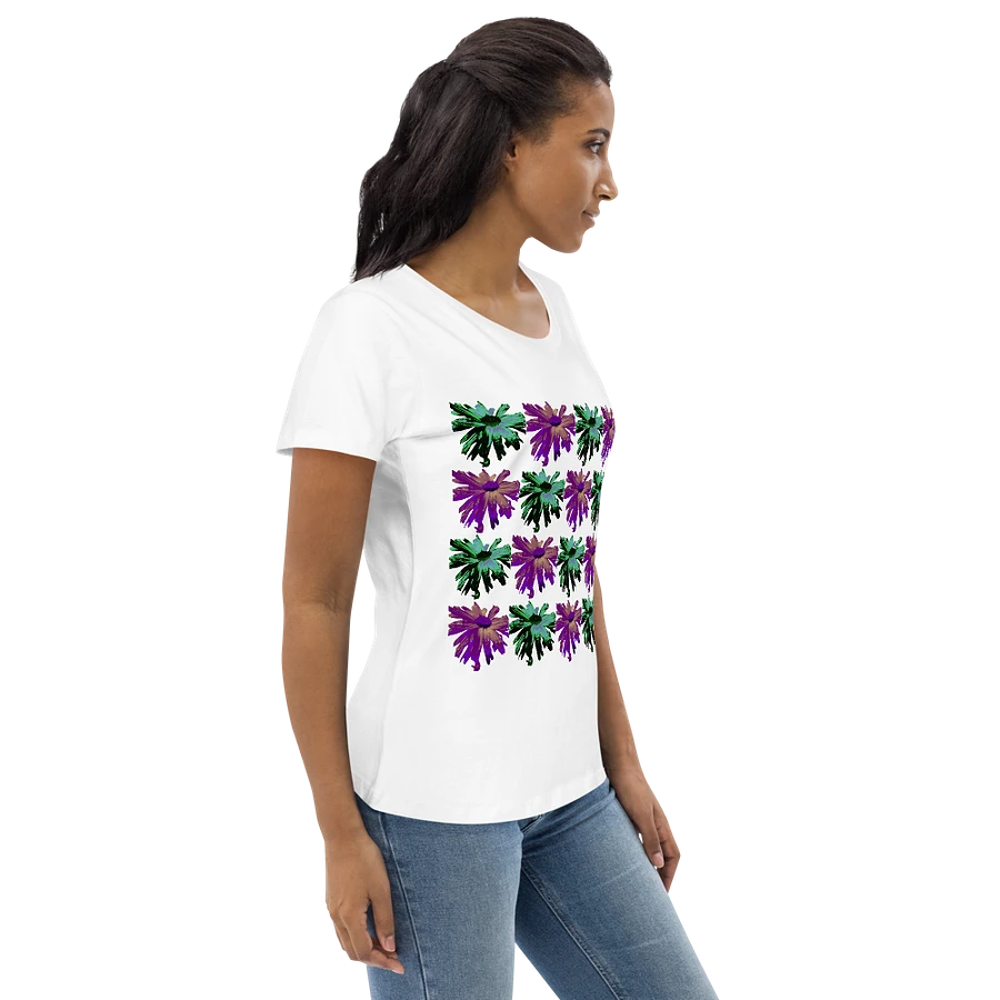 Abstract Green and Hibiscus Daises Ladies T Shirt product image (7)