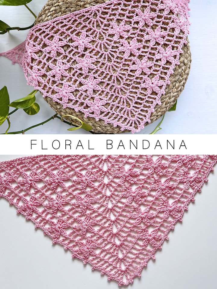 Crochet Pattern: Floral Mesh Bandana product image (1)