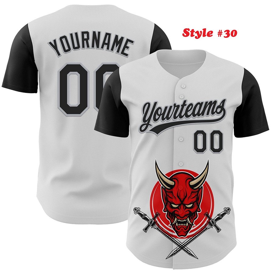 Authentic Baseball Jersey, Custom Baseball Jersey, Personalized Sport Jersey, Colorful, Flowers, Number, Logo, Halloween Gift product image (189)