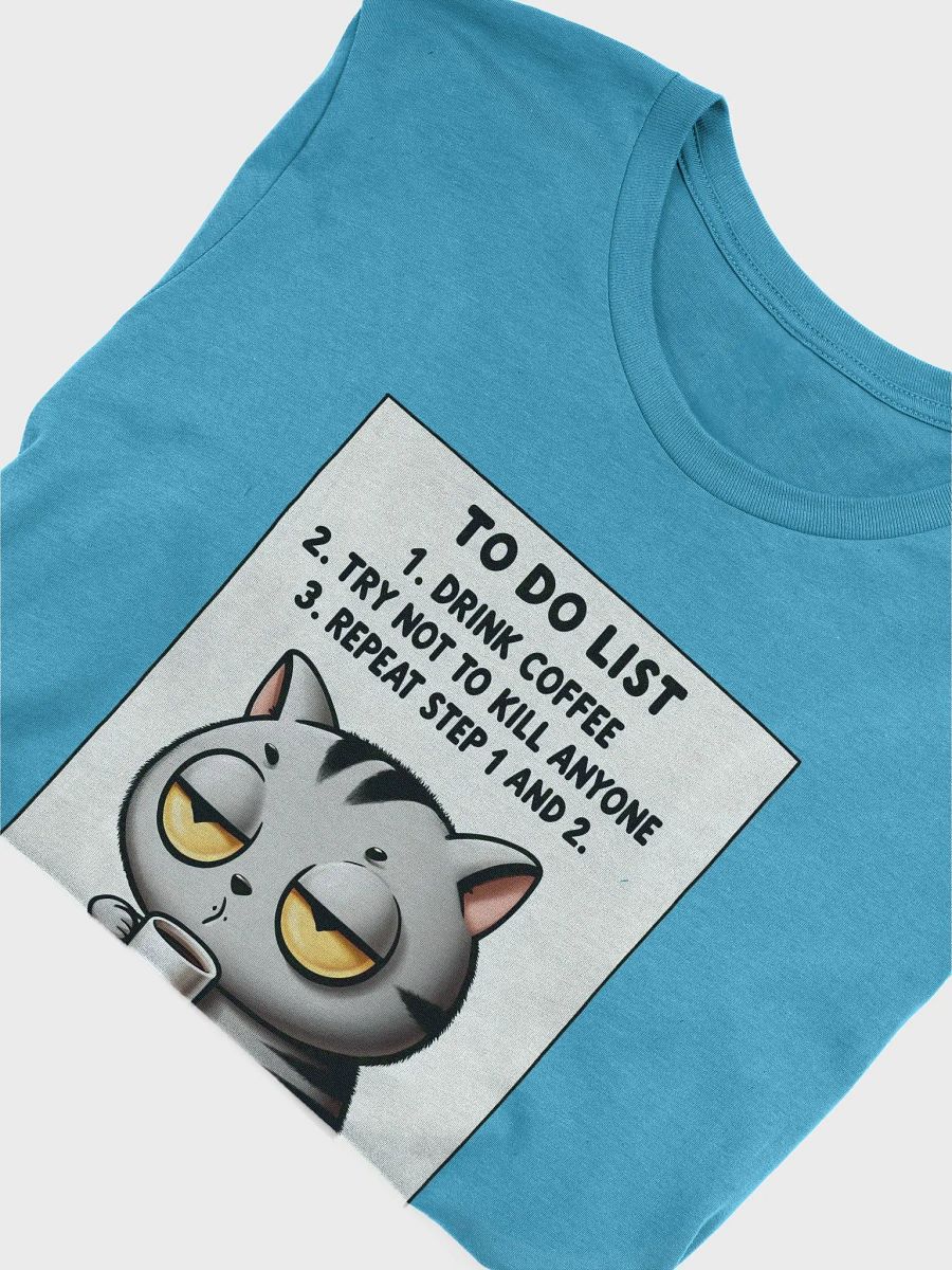 Funny Coffee Cat T-Shirt – To-Do List: Coffee & Survival Humor Tee product image (5)