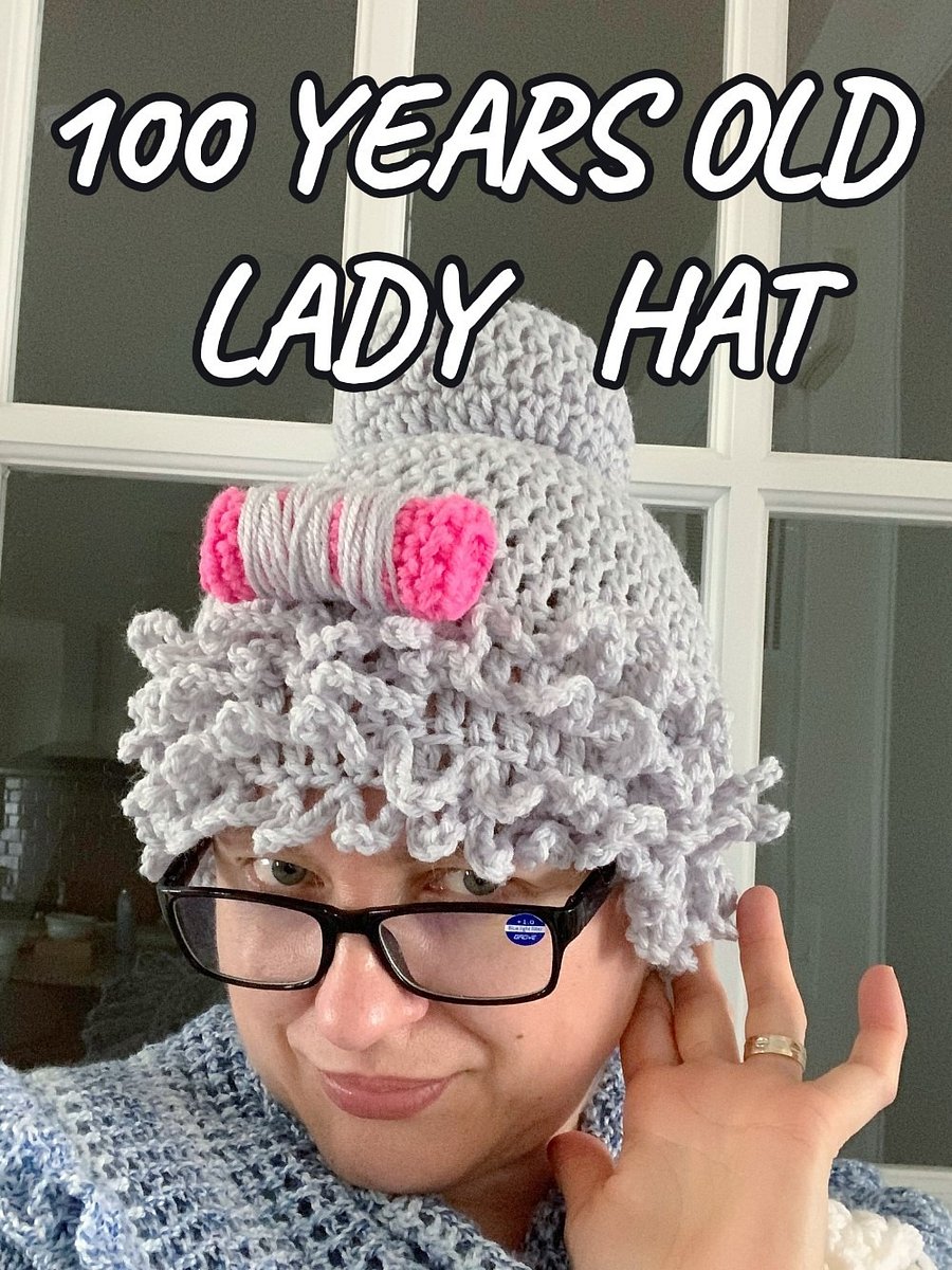 Old Lady Wig Hat Crochet Pattern, Granny Wig Newborn Photography Props, Grey Old Woman Wig, 100 Years Old Lady Wig product image (3)