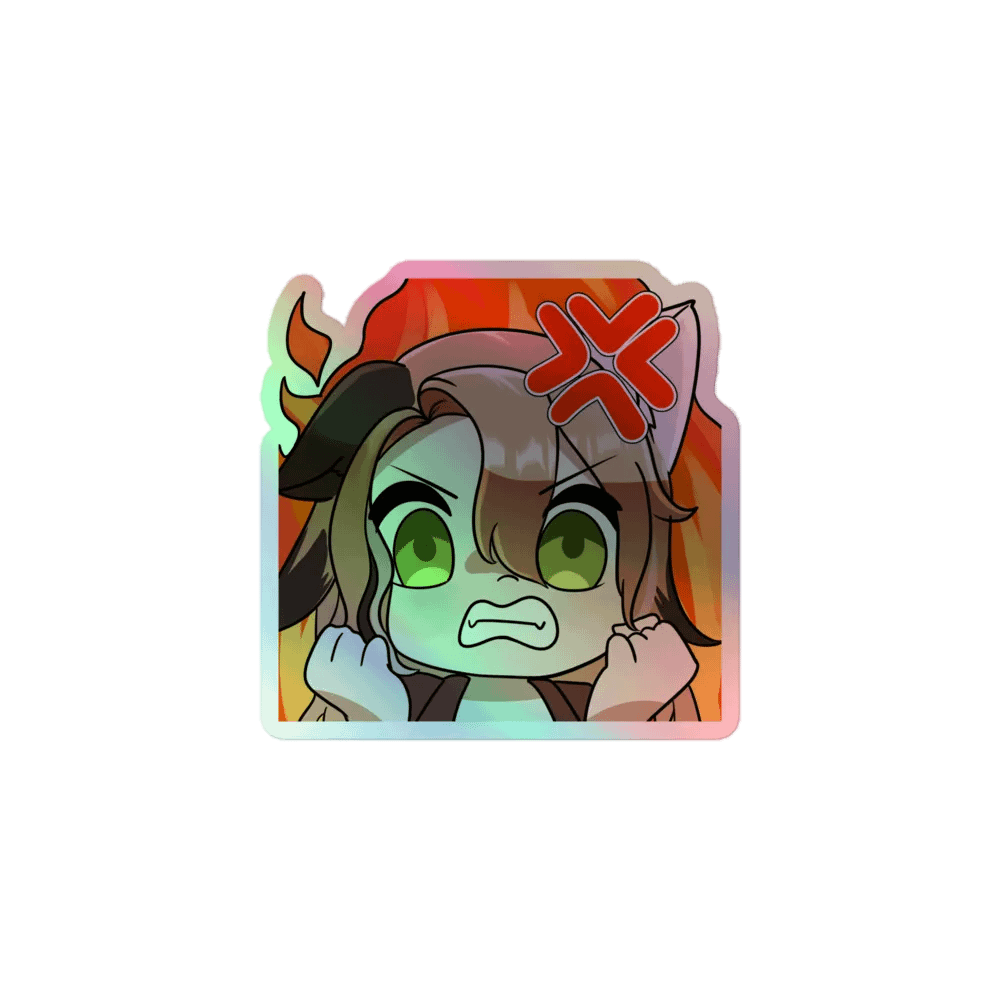 rage emote holographic sticker product image (1)