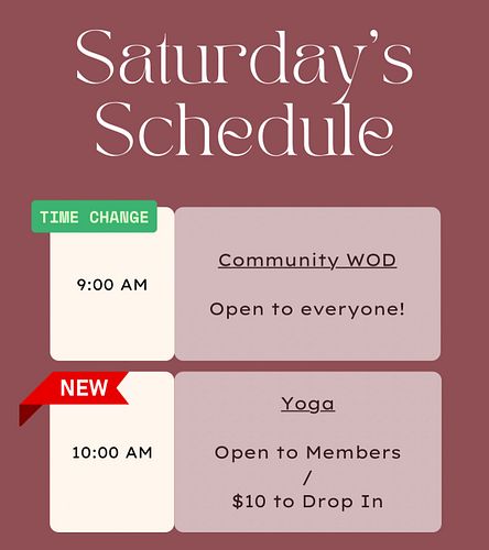 Don’t forget yoga starts this weekend! Bring a friend to the 9am WOD and stick around for yoga!