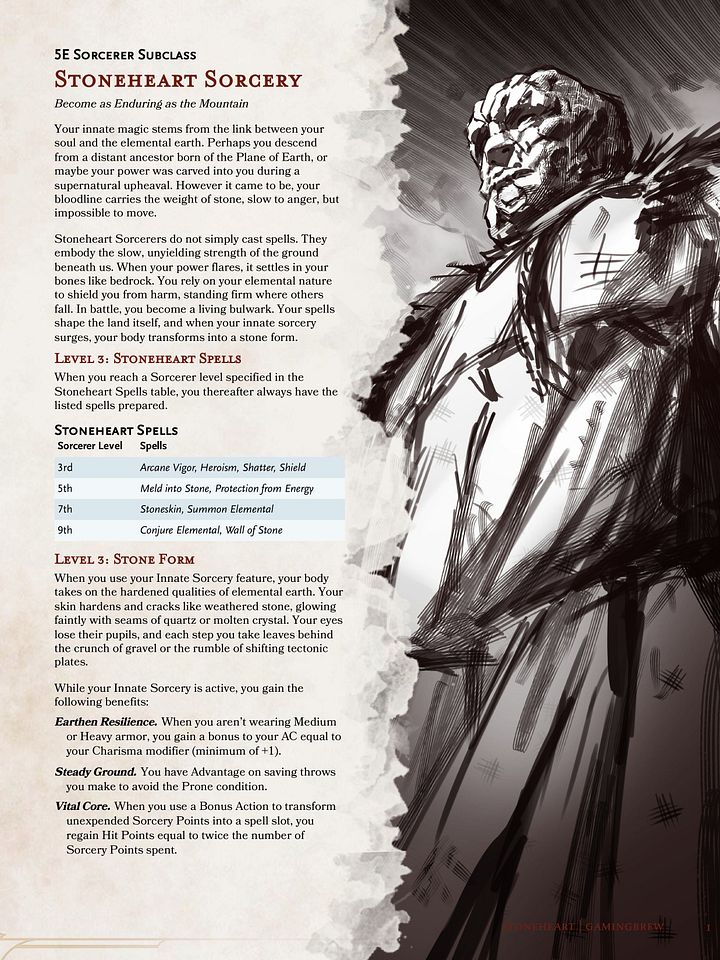 Stoneheart | 5E 24 Sorcerer Subclass product image (2)