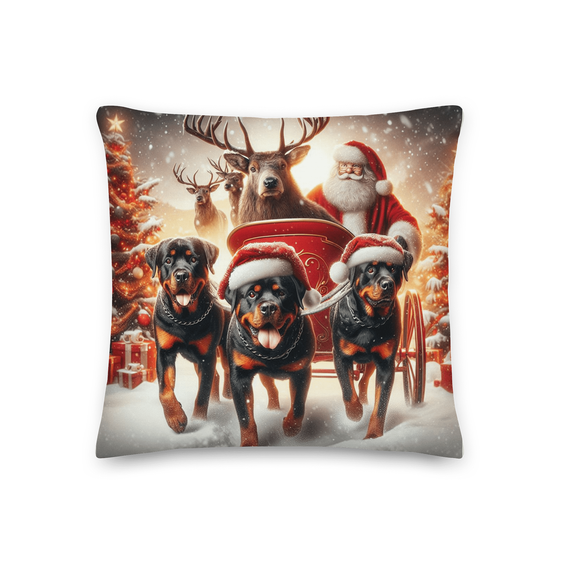 Santa's Rottweiler Sleigh Ride Premium Pillow product image (3)