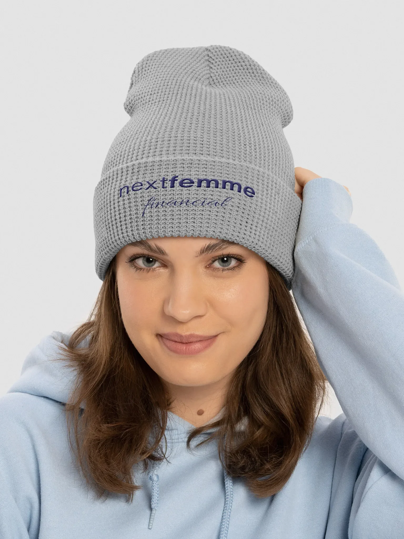 Cozy Honeycomb Waffle Beanie with Navy Logotype product image (2)