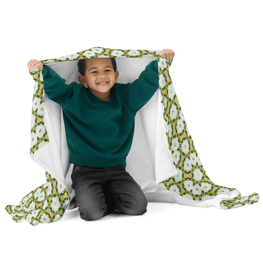 Yellow White Green & Pink Geometric Floral Throw Blanket product image (6)