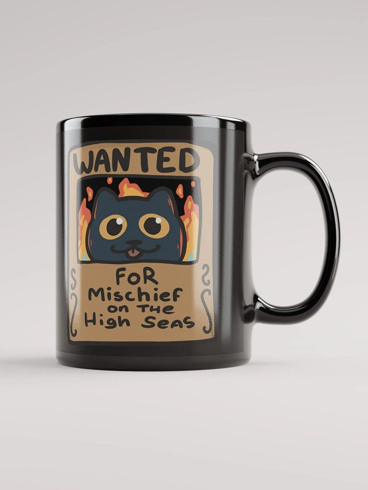 Wanted: Straw Cat Mug – Mischief on the High Seas (Black Glossy Mug Edition) product image (1)