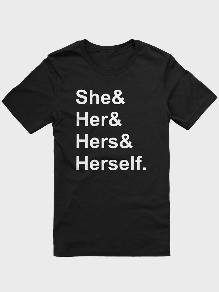 she/her (white) t-shirt product image (1)