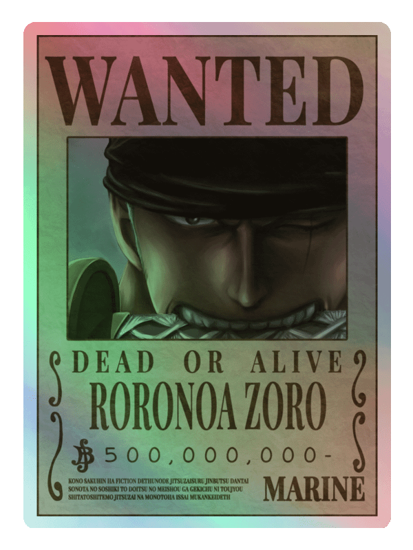 Roronoa Zoro Wanted Poster Holographic Sticker Sheet product image (2)