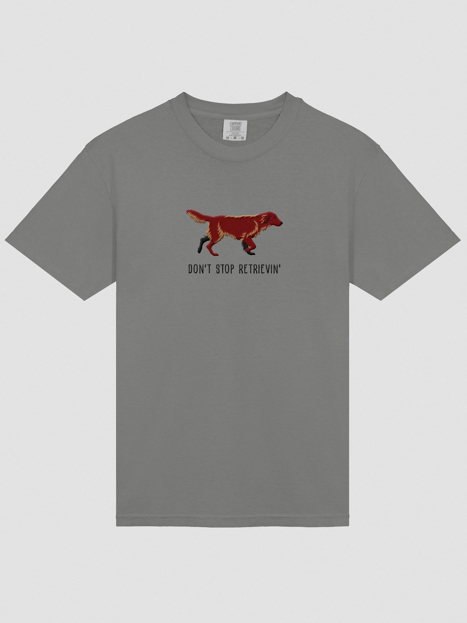 Don't Stop Retrievin' T-Shirt(Embroidered) of a Flat-Coated Retriever(Chocolate) product image (6)