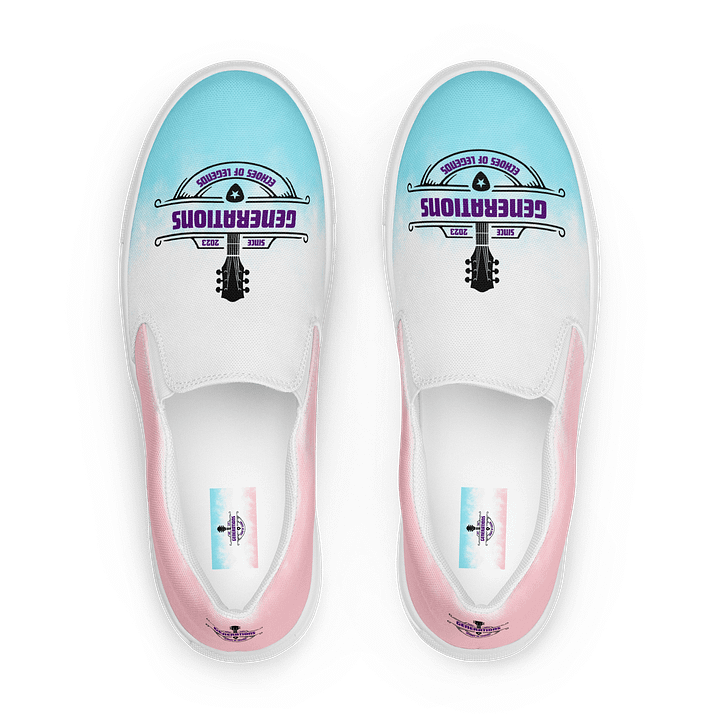 Women's Pink and Blue Canvas Slip-On Shoes product image (1)