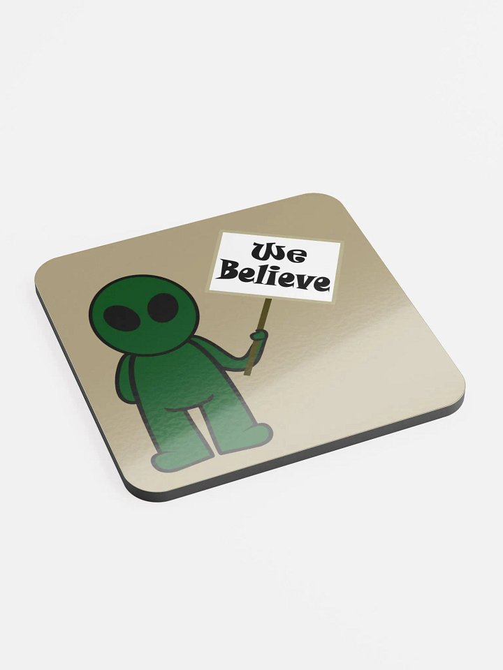 We Believe drink coaster (tan) product image (1)