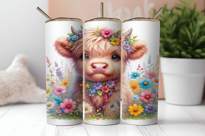 Whimsical Highland Cow Stainless Steel Tumbler product image (2)