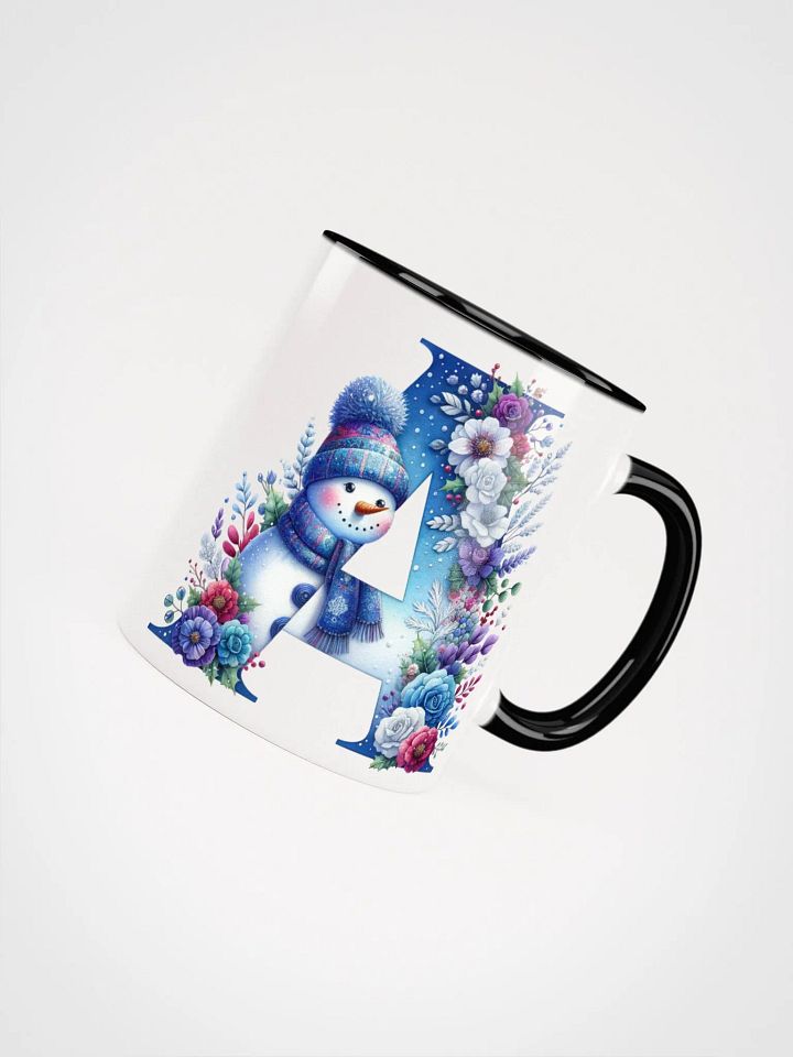 Letter A Christmas Winter Snowman red, white and blue Ceramic Mug product image (1)
