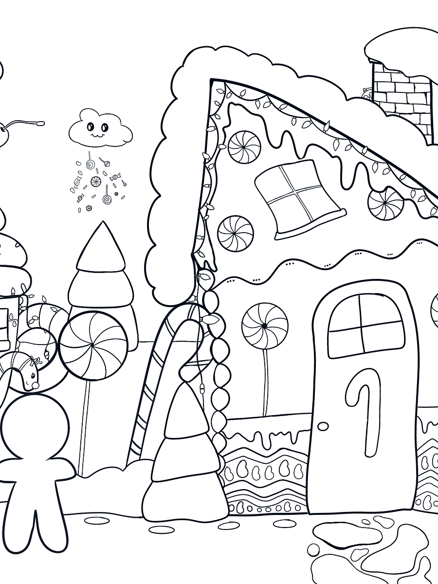 Sweet Gingerbread House Coloring Page product image (1)