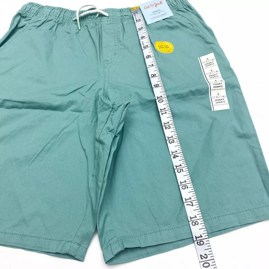 Cat & Jack Boys Size L 12/14 Husky Pull-On Drawstring Shorts West Coast Green product image (3)
