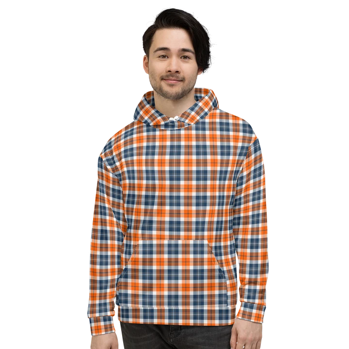 Orange and Blue Sporty Plaid Hoodie product image (2)