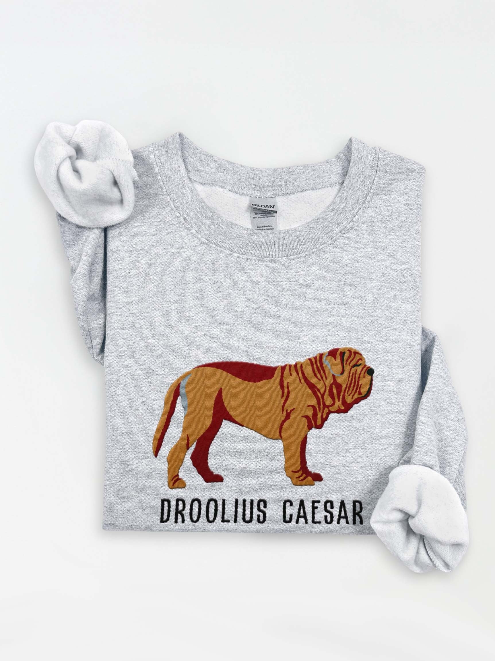 Droolius Caesar Sweatshirt (Embroidered) of a Neapolitan Mastiff(Tan) product image (1)