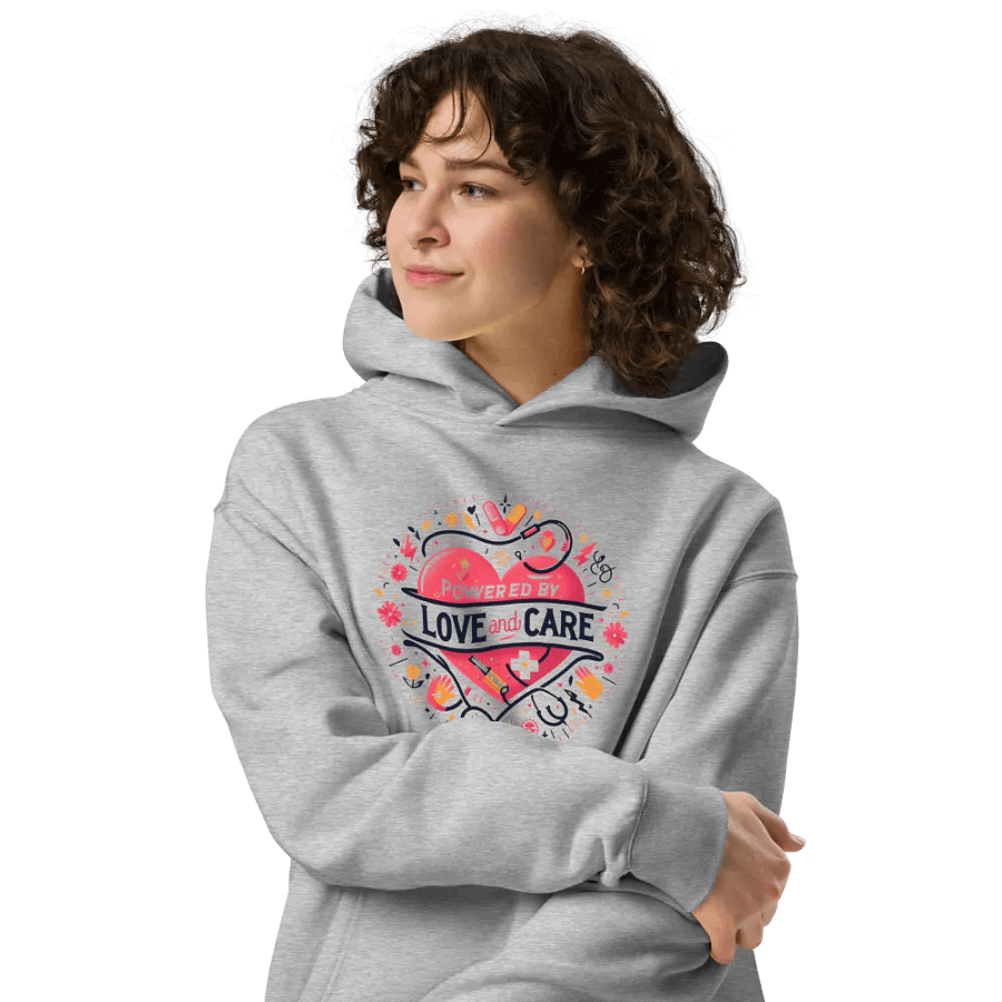 love and care heart shape design hoodie product image (24)