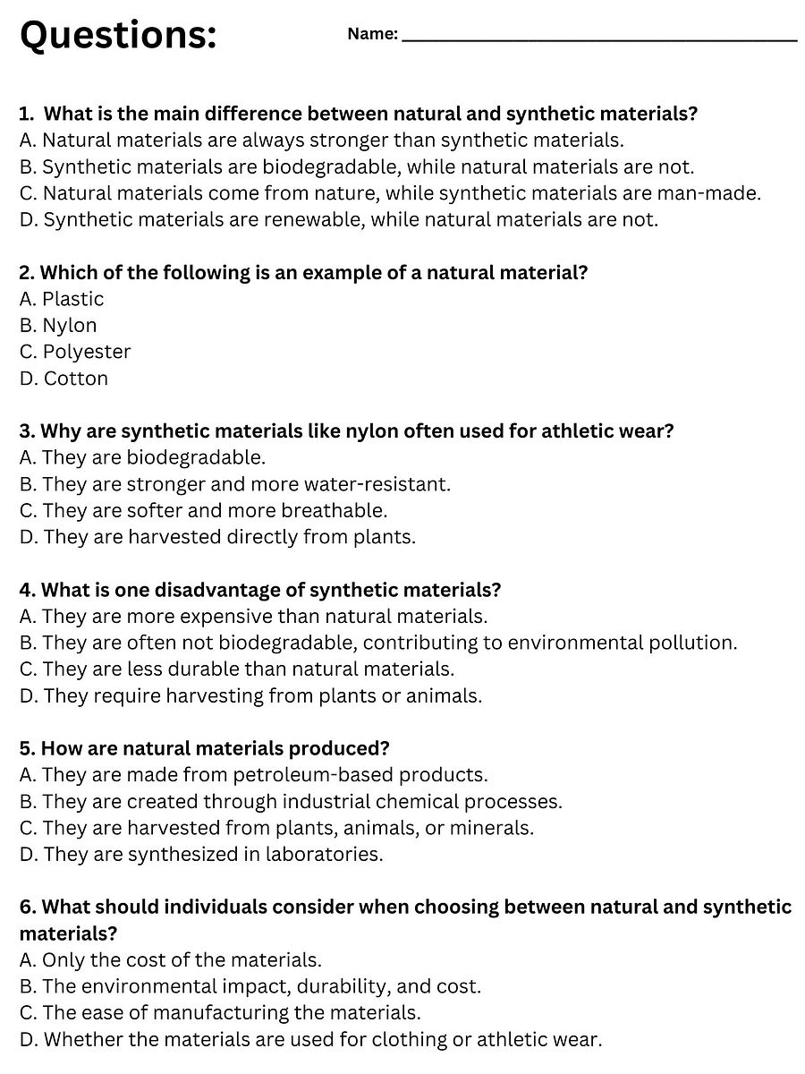 Natural vs Synthetic Reading Passage with Questions product image (3)
