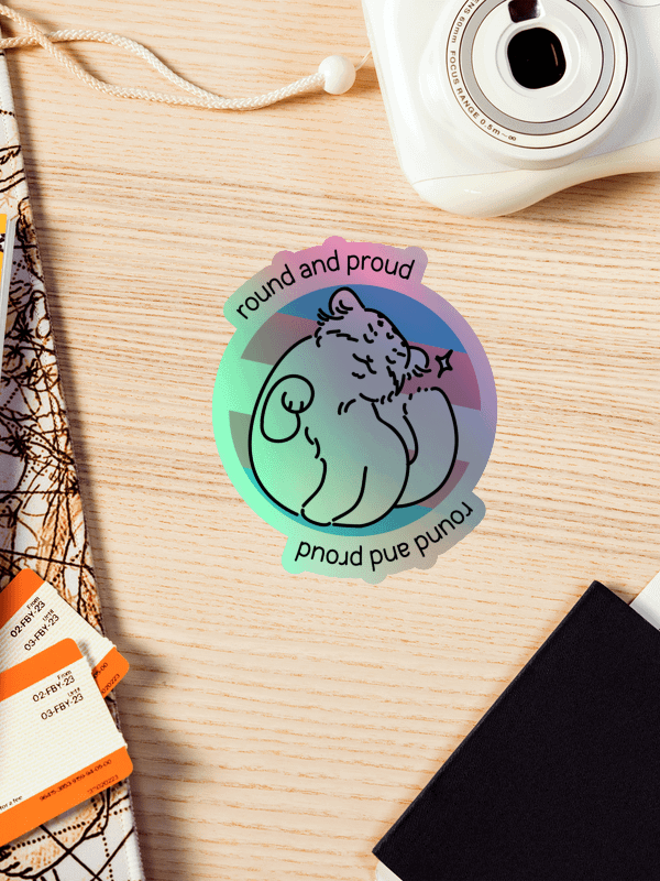 Round and Proud Manul Holo Sticker - Transgender Flag Version product image (4)