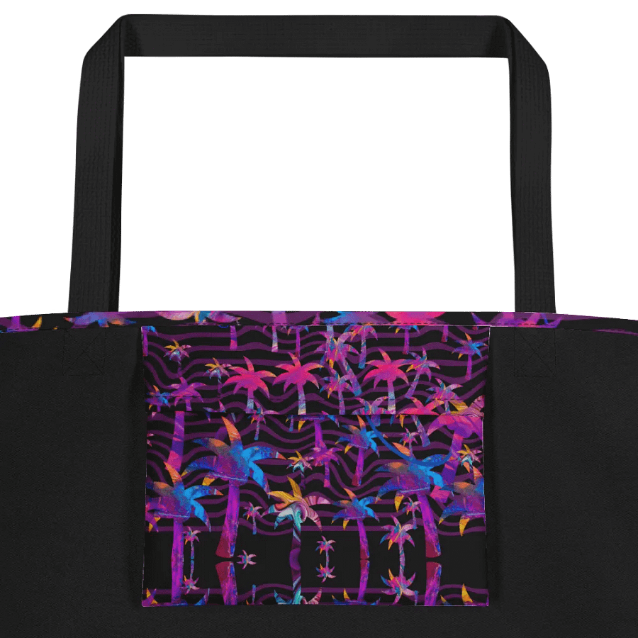 Big printed tote bag with bright funky colorful palm tree design product image (2)