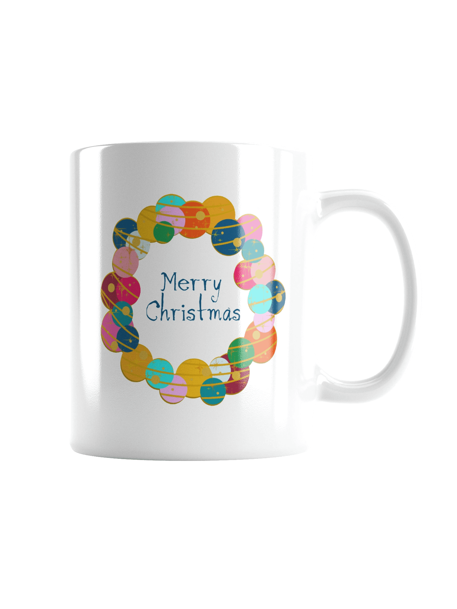Retro Merry Christmas Wreath – Mug product image (1)