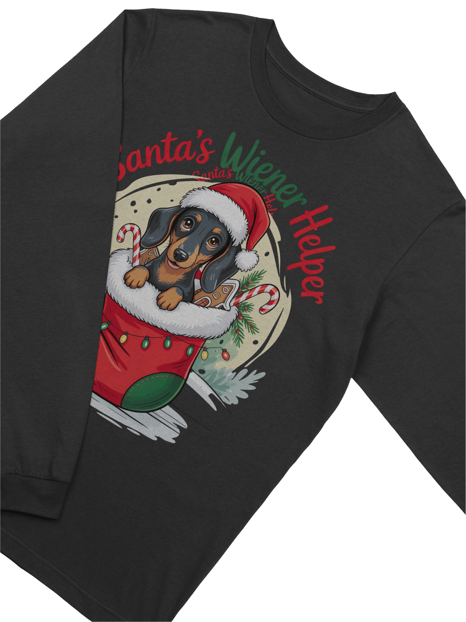 “Santa’s Wiener Helper” Cute Dachshund Christmas Long-Sleeve Shirt product image (3)