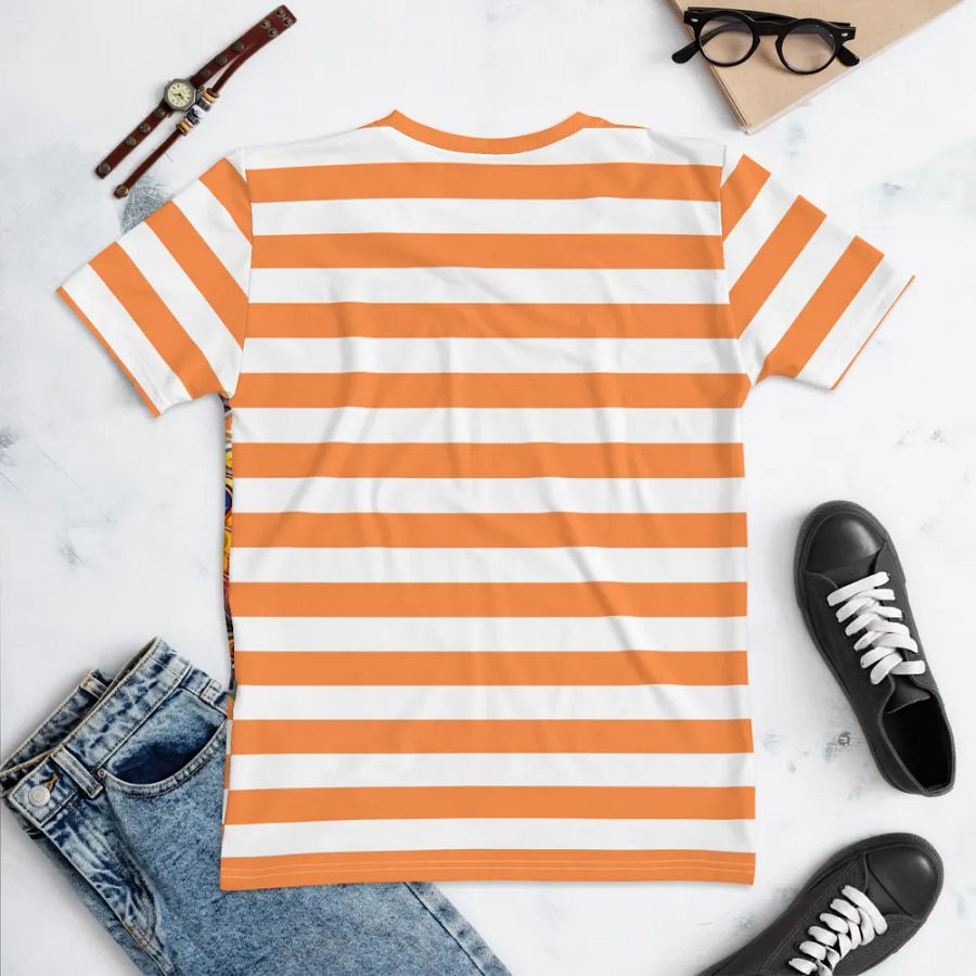Butterfly Sunflower Bliss Women's Orange Stripped AOP Tee product image (9)